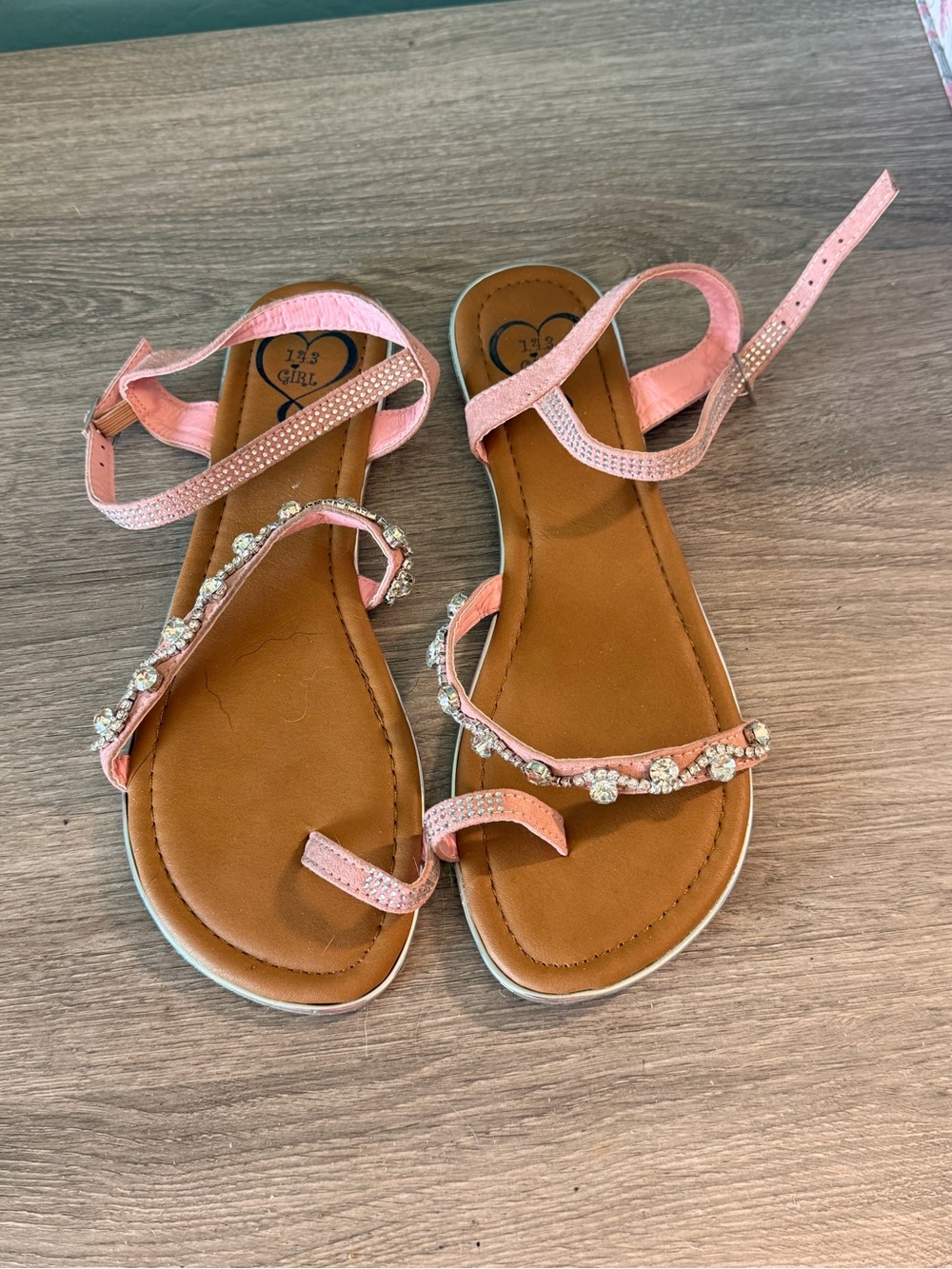 Pink Jeweled Ankle-Strap Sandals